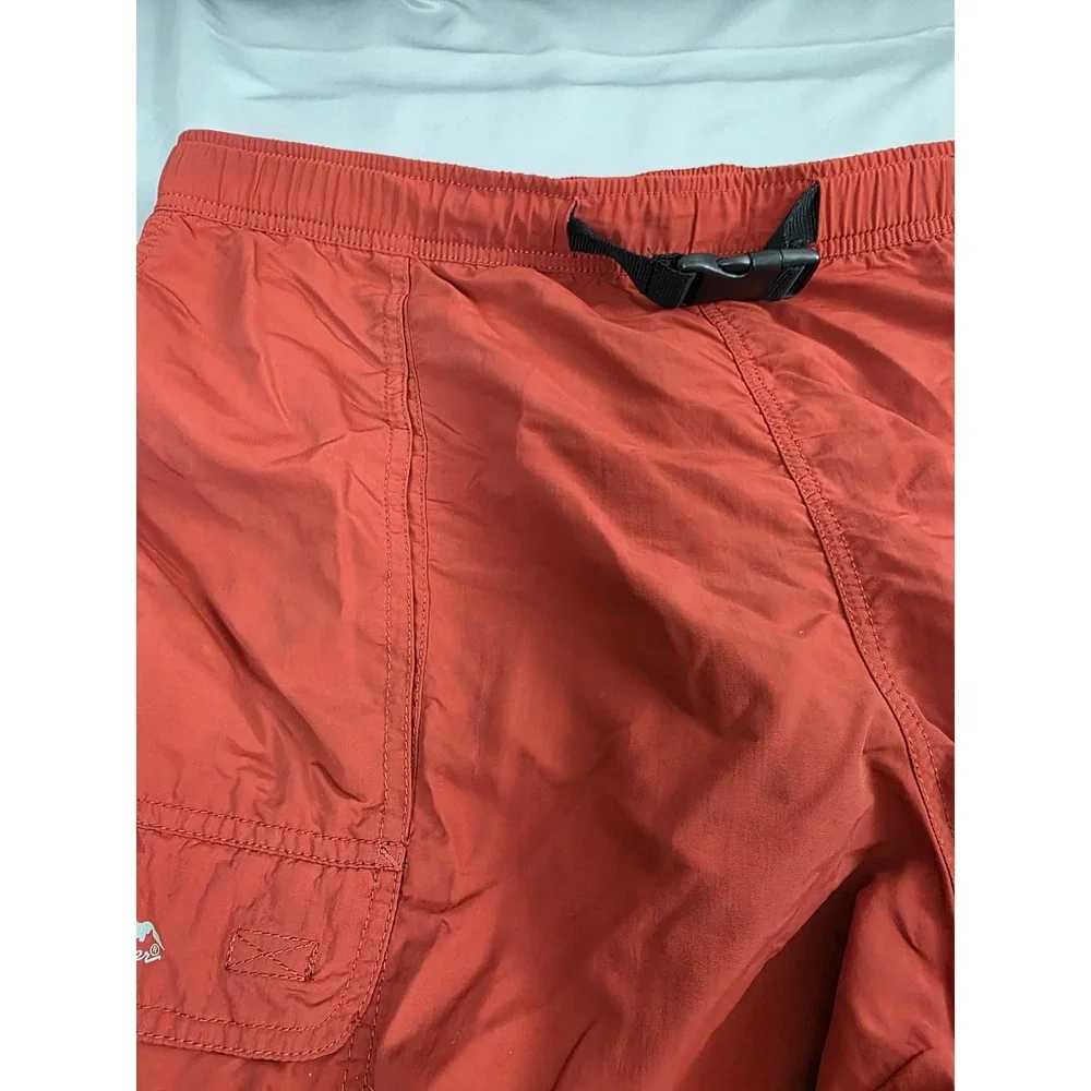 Eddie Bauer Mens XXL Cargo Shorts Rust Orange / Red Nylon Hiking Belted Outdoor